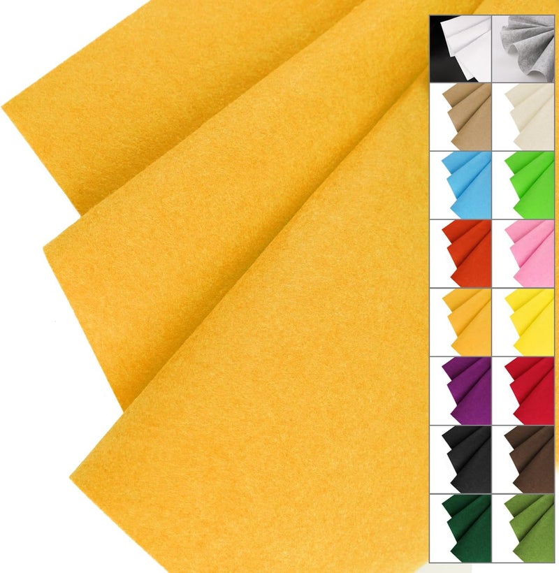 IONTACH قماش فيelt أصفر ذهبي 36" × 36" (1 ياردة مربعة)، مربع فيelt صلب بسماكة 1.2 مم لمشاريع الحرف اليدوية والخياطة والفنون، زينة بطانة - Image 1